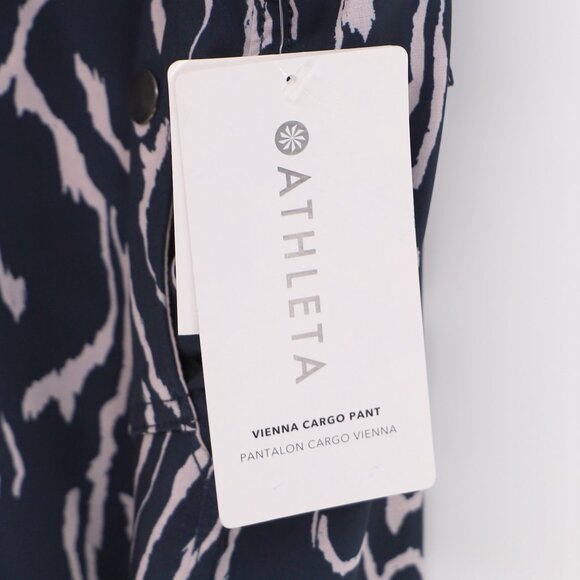 NWT ATHLETA Vienna Cargo Pant Navy Orchid Pink Print Size 14P - Picture 10 of 12